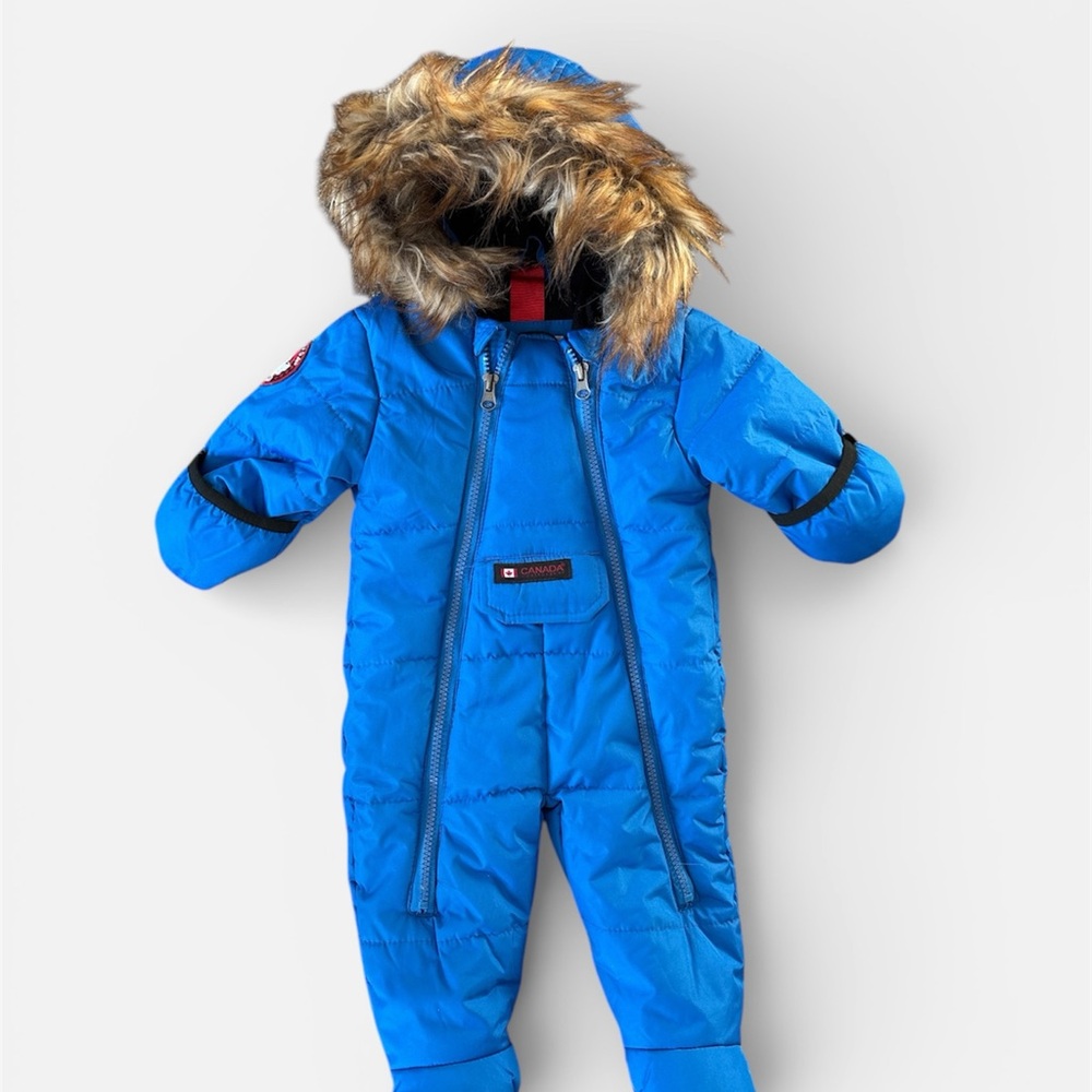 Blue Kids Snowsuit with Faux Fur Hood